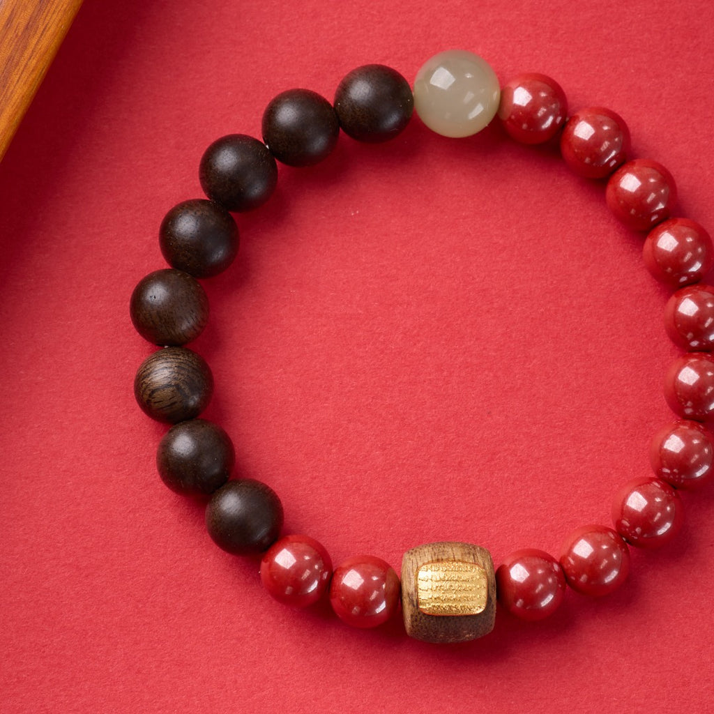 Imperial Cinnabar & Ebony Bracelet