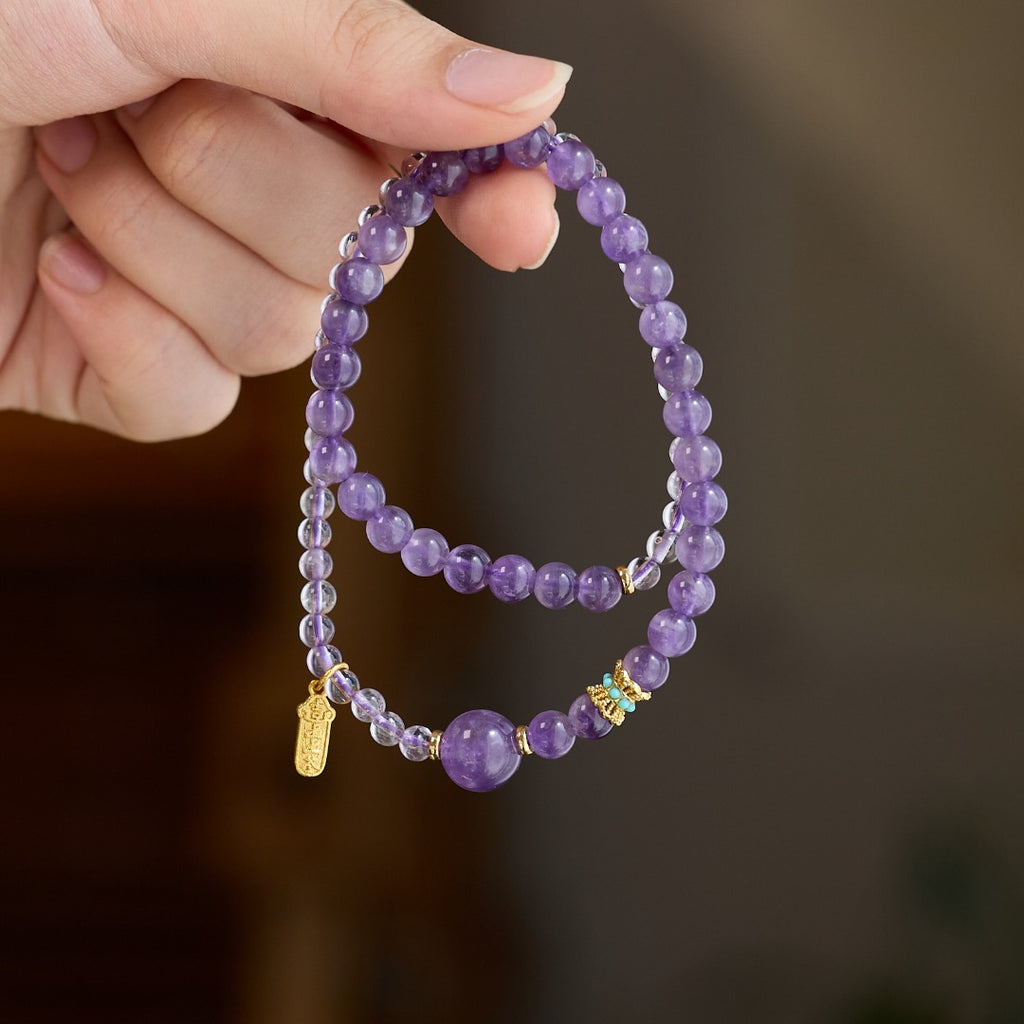 Natural Amethyst Double-Wrap Bracelet