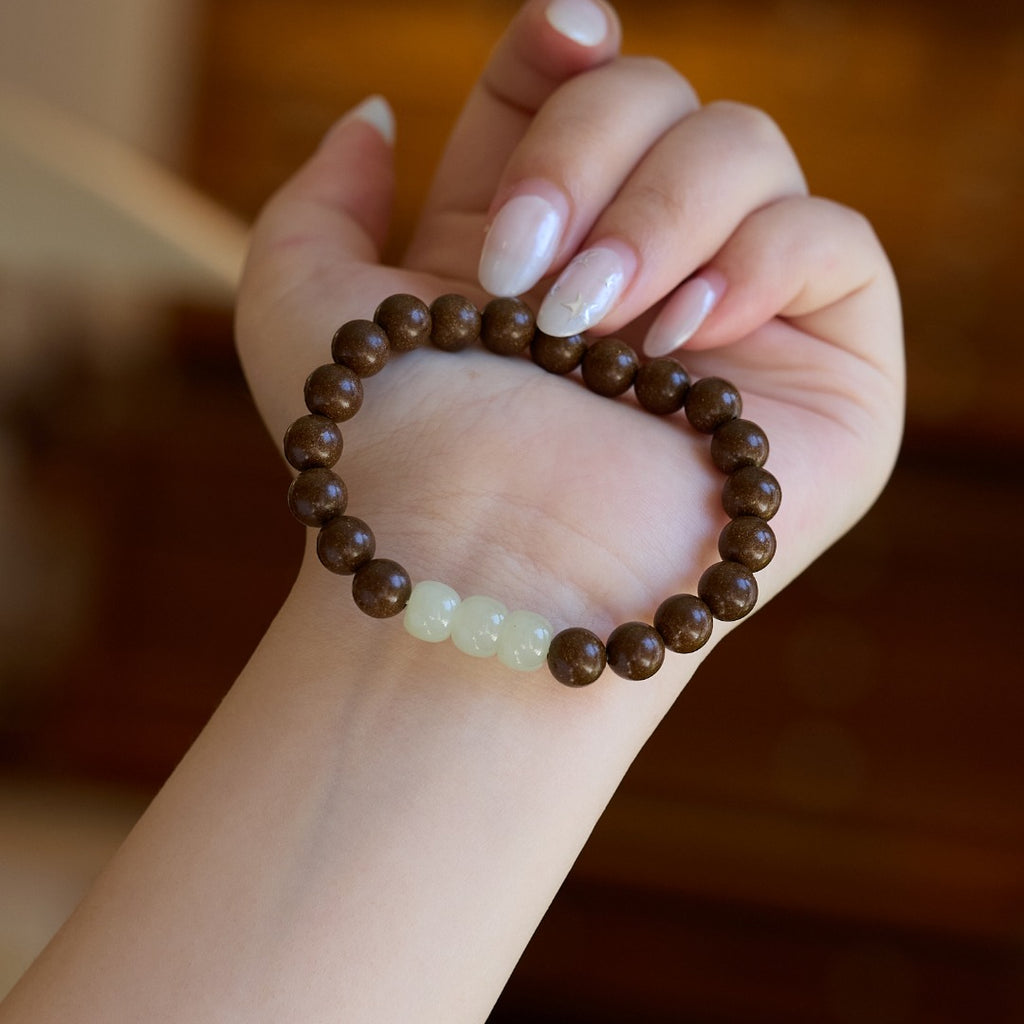 Gold Sandstone & Natural Jade Bracelet