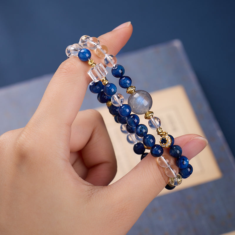 Blue Kyanite & Moonstone Wrap Bracelet