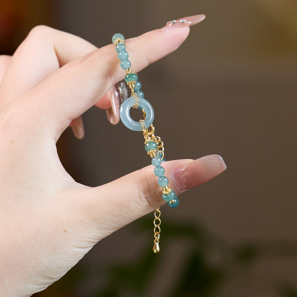 Ice Blue Amazonite & Gold Beaded Bracelet