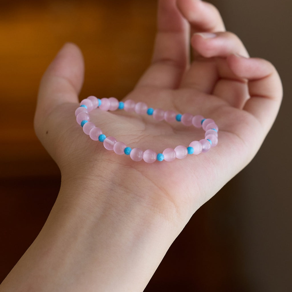 Pink Cat's Eye Beaded Bracelet