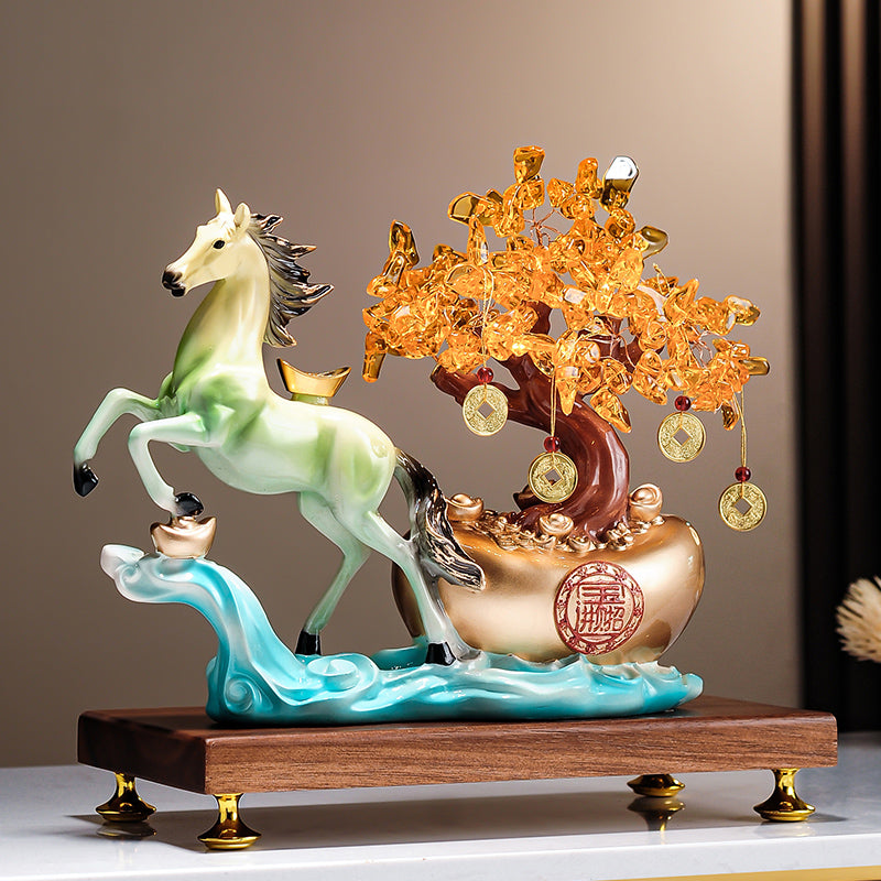 Money Tree Horse Resin Statue
