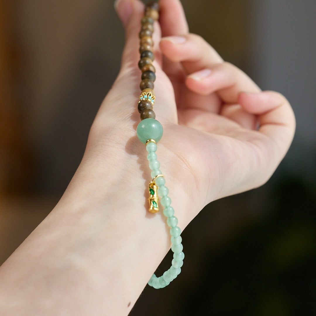 Aventurine & Sandalwood Bamboo Bracelet
