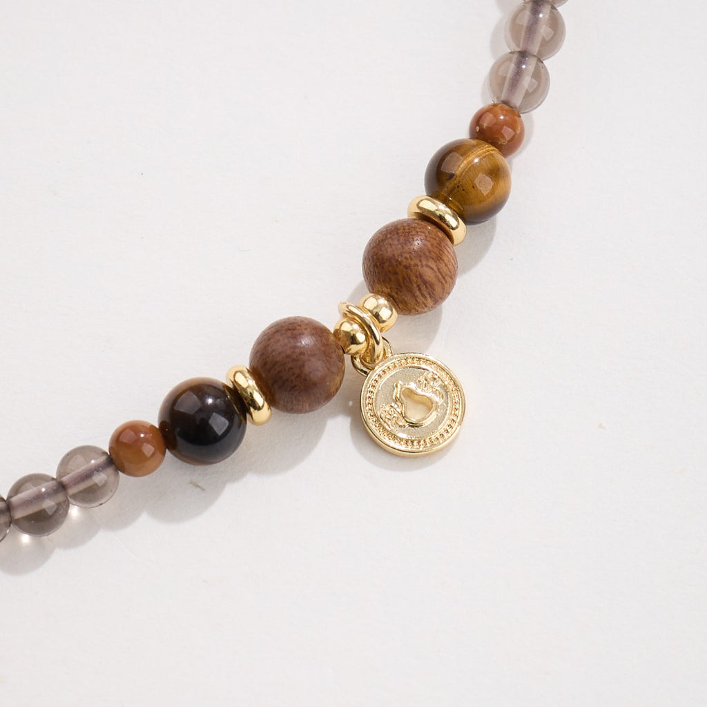 Ice Obsidian & Tiger Eye Double Loop Bracelet