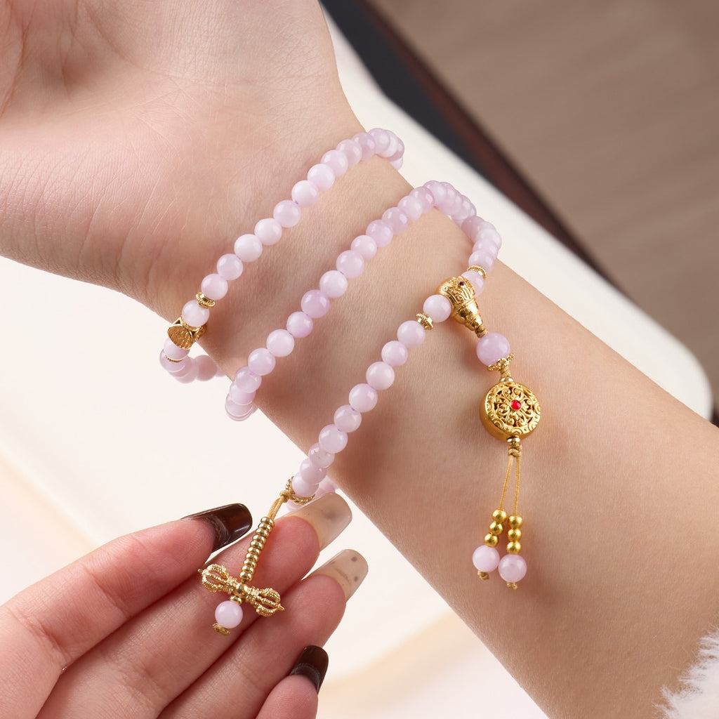 Twilight Kunzite Beaded Wrap Bracelet