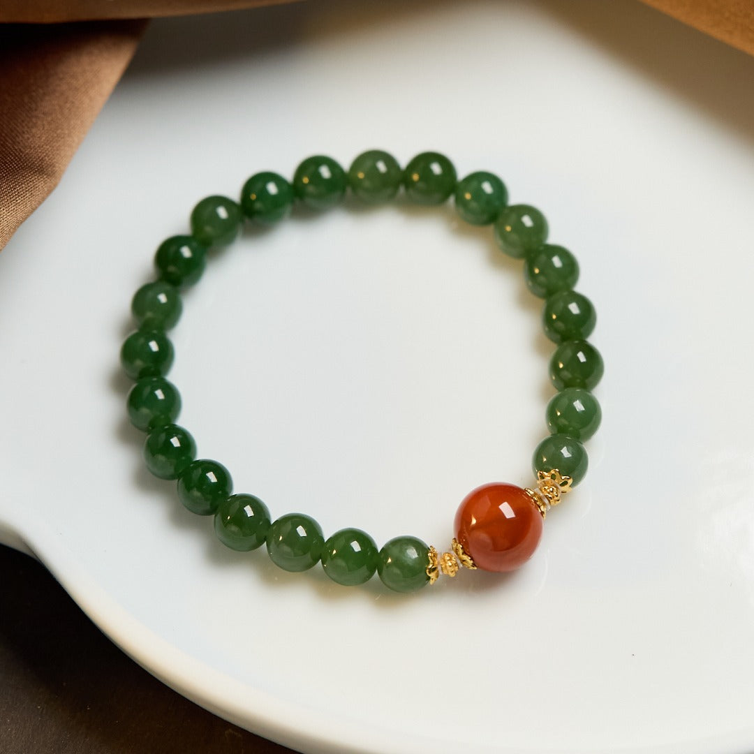 Natural Hetian Jasper & Red Agate Bracelet