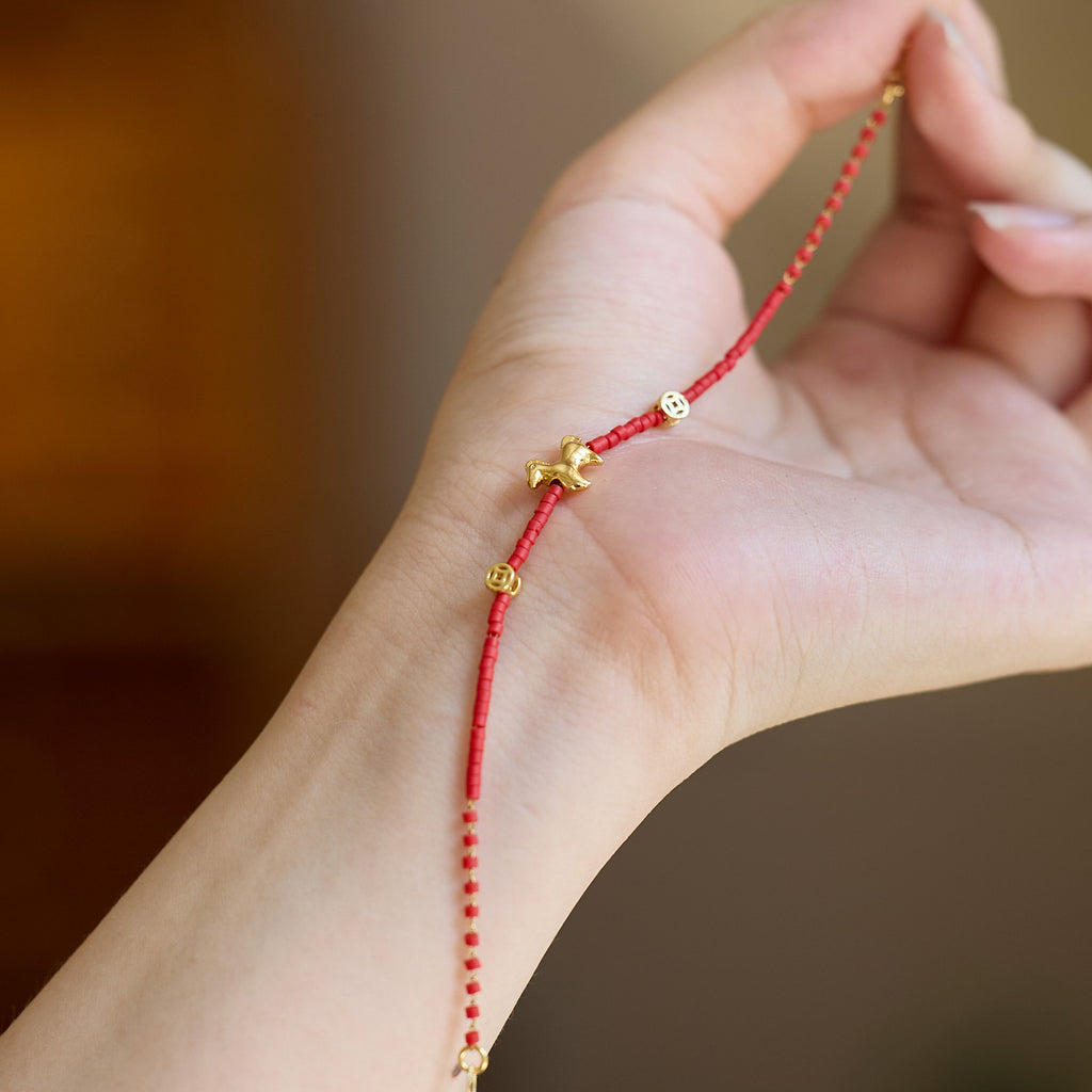 Golden Horse Minimalist Beaded Bracelet
