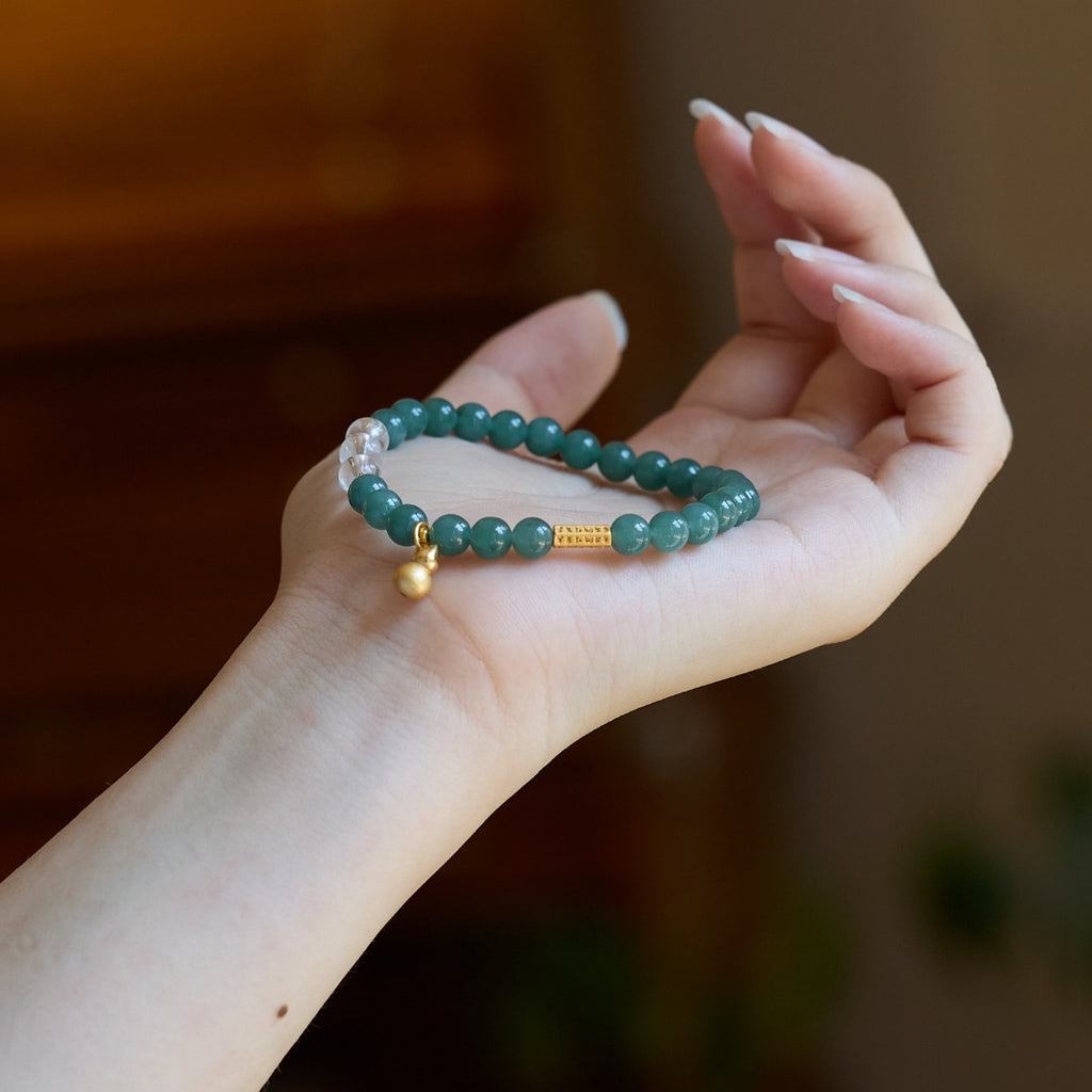 Jade & Quartz Gourd Charm Bracelet