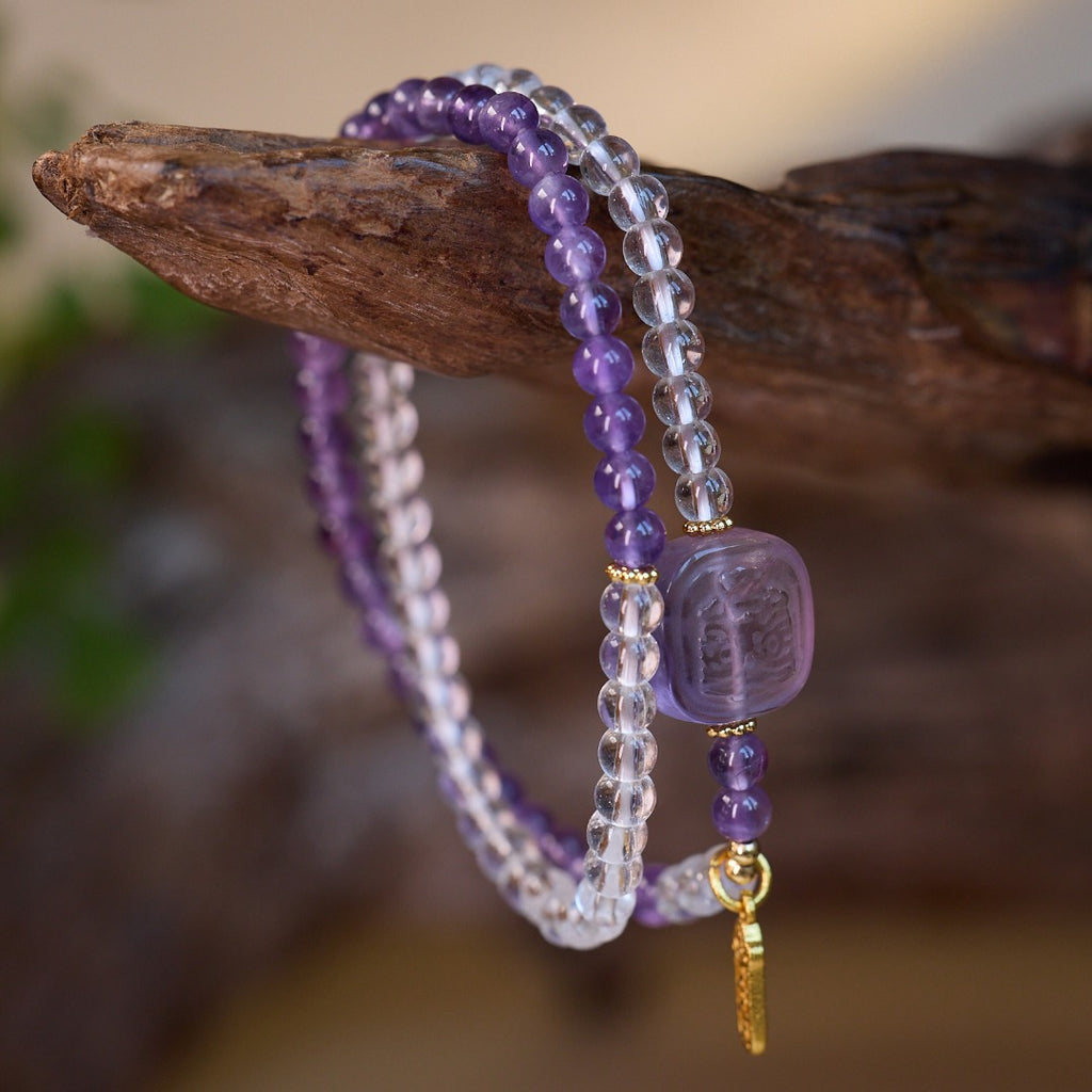 Amethyst & Quartz Gemstone Bracelet