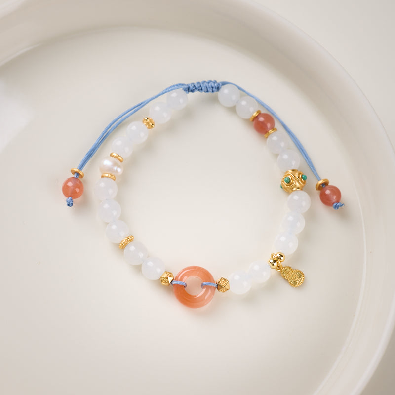 White Agate & Nanhong Pearl Bracelet