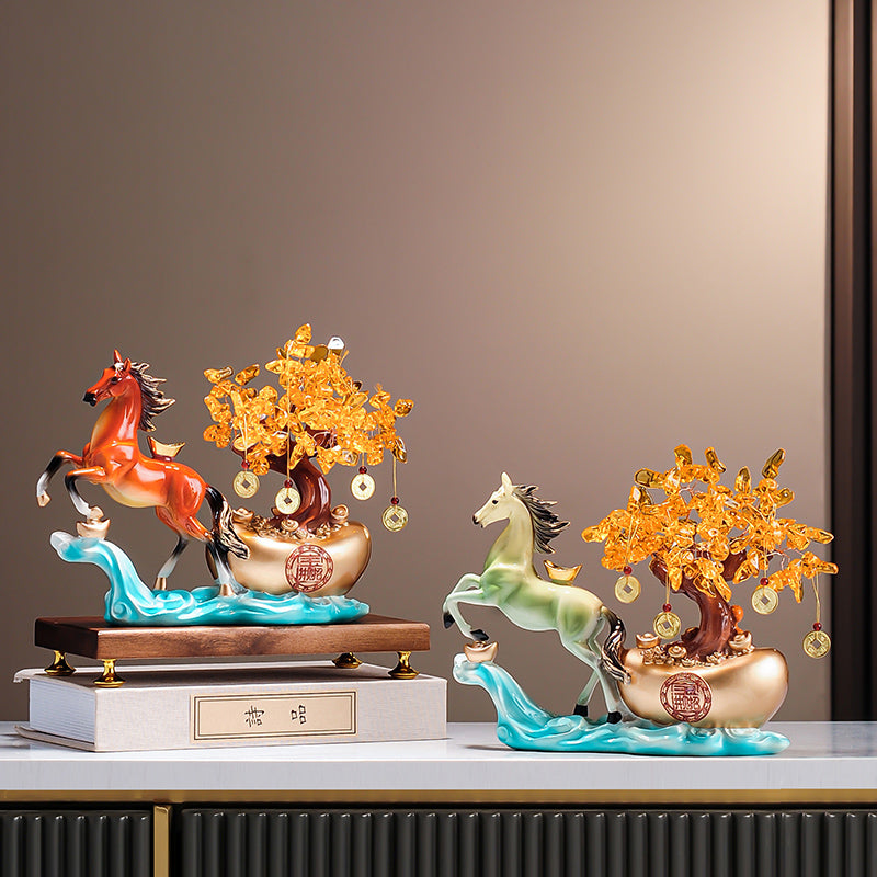 Money Tree Horse Resin Statue