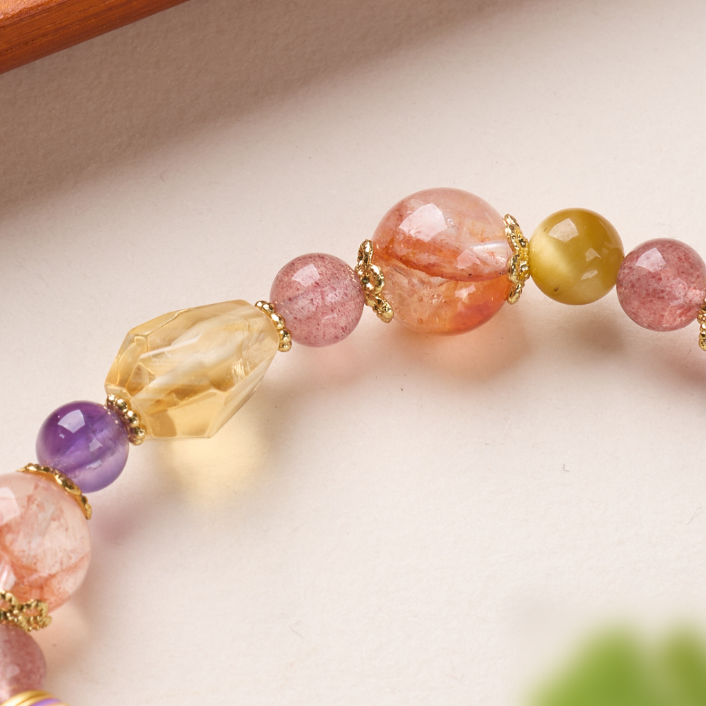 Multi-Gem Cloisonné Beaded Bracelet