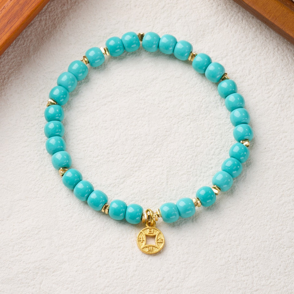 Turquoise Style & Gold Coin Bracelet