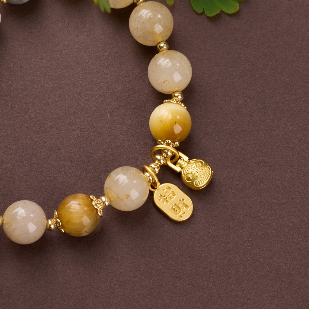 Golden Rutilated Quartz & Tiger's Eye Bracelet