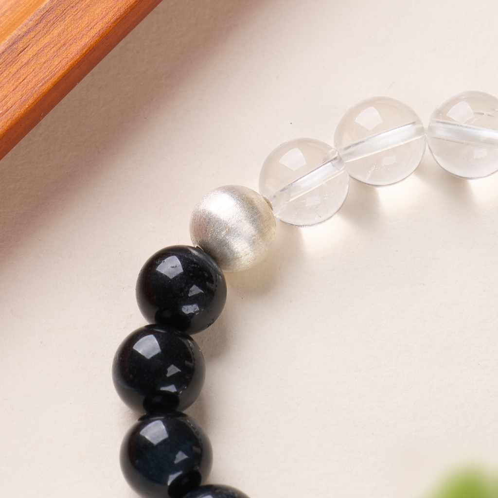 Blue Tiger Eye & Smoky Quartz Bead Bracelet