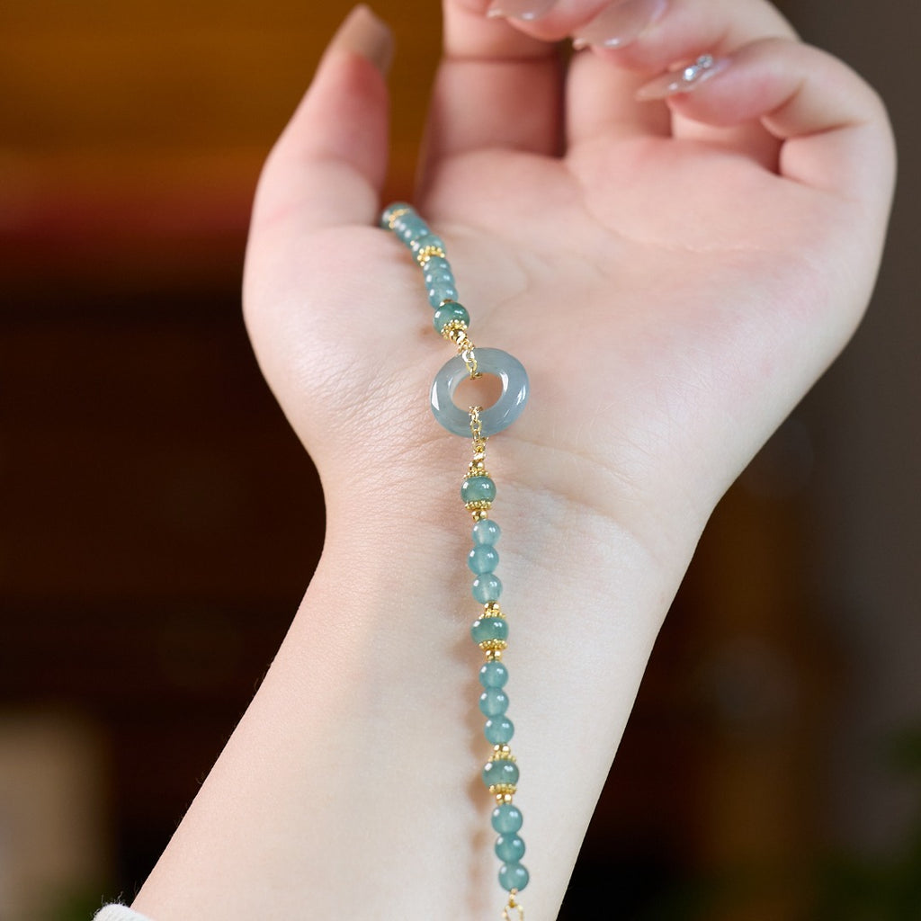Ice Blue Amazonite & Gold Beaded Bracelet