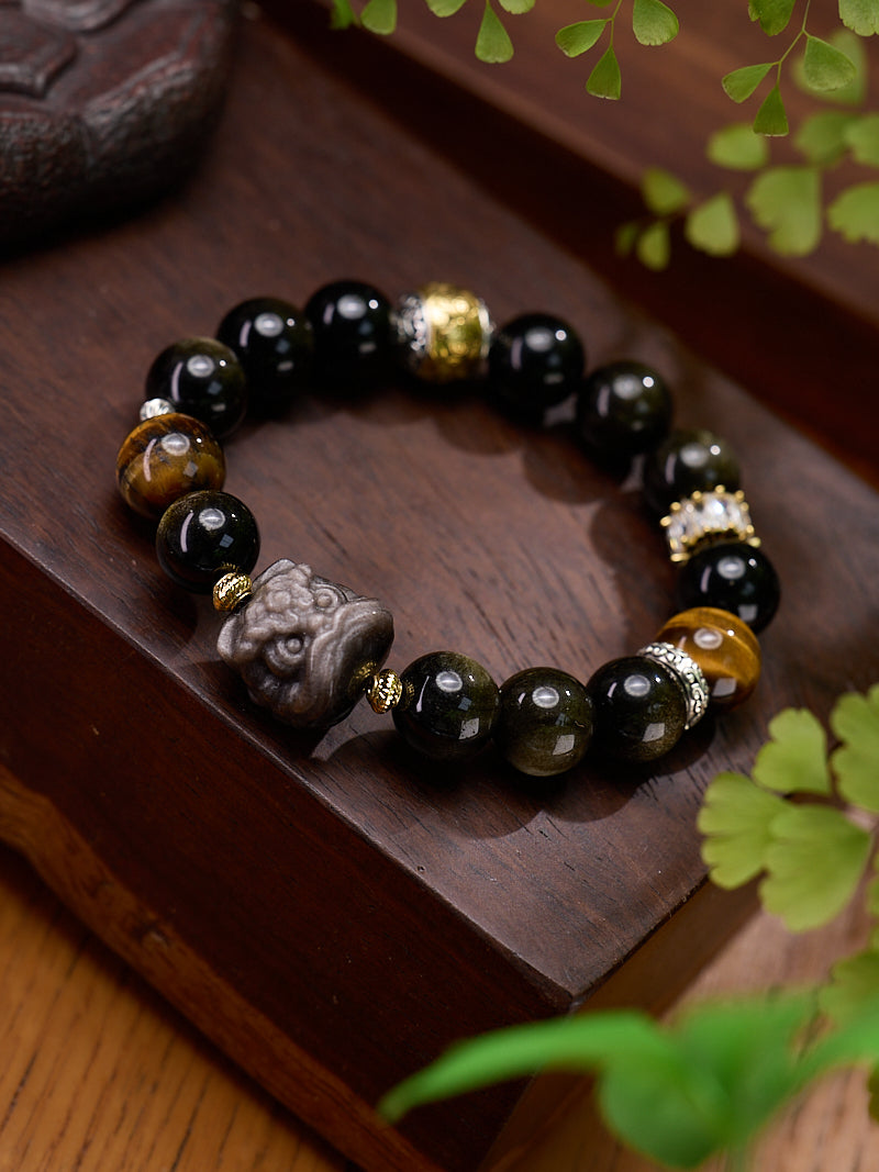 Gold Sheen Obsidian & Tiger's Eye Bracelet