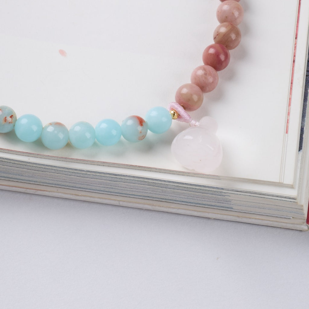 Natural Rhodonite & Jasper Double Loop Bracelet