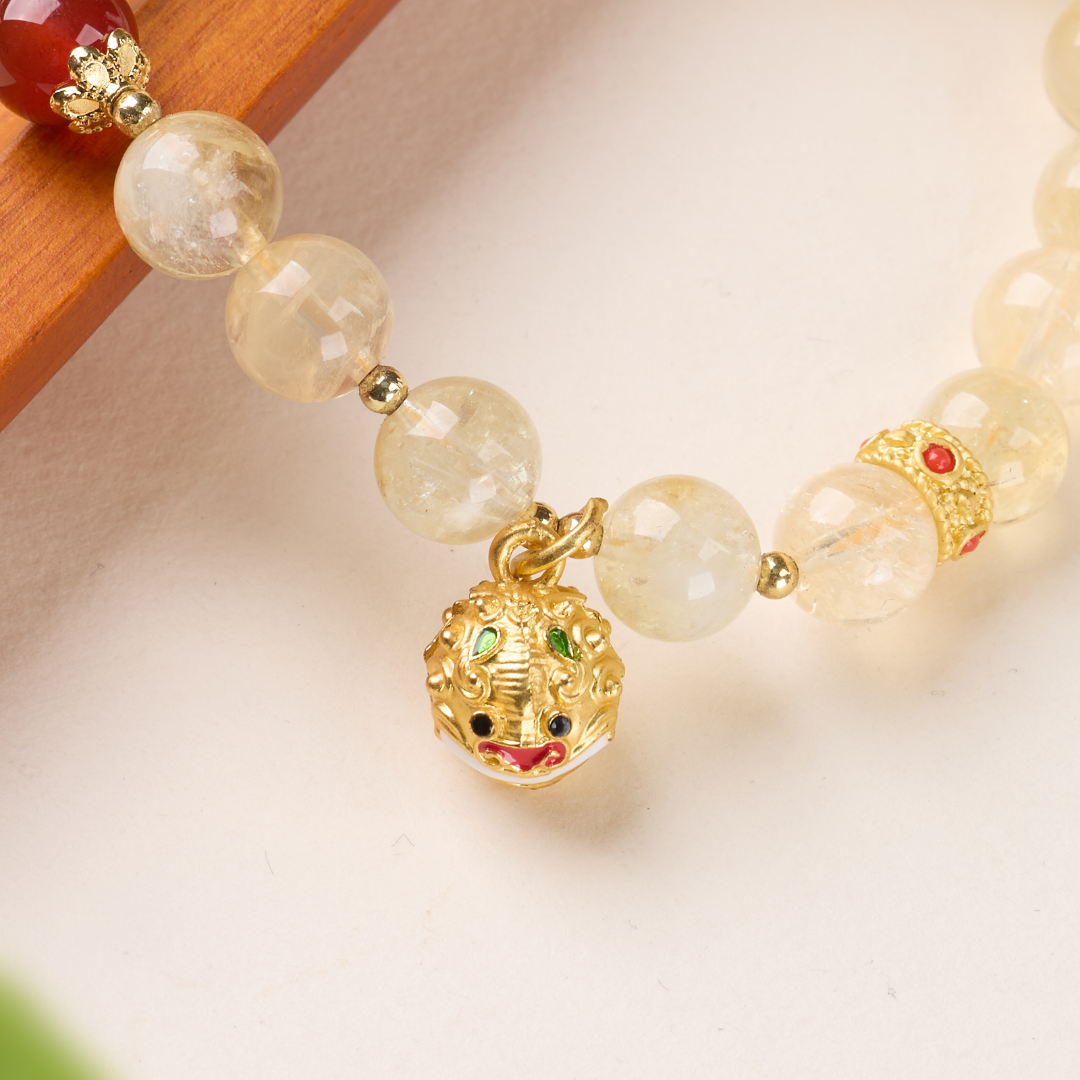 Citrine & Agate Enamel Tiger Bracelet