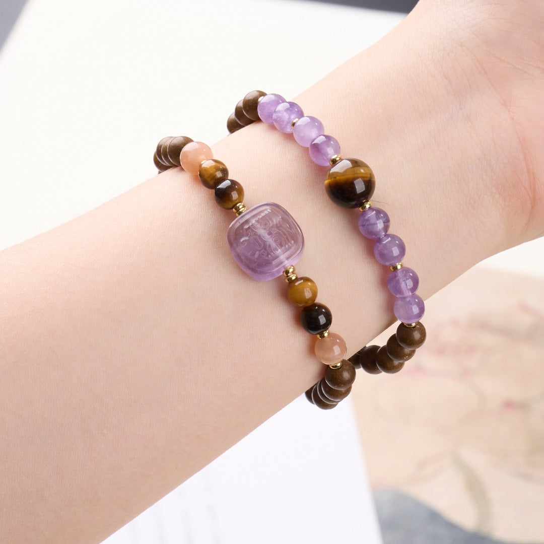 Amethyst & Goose Pear Incense Wood Bracelet
