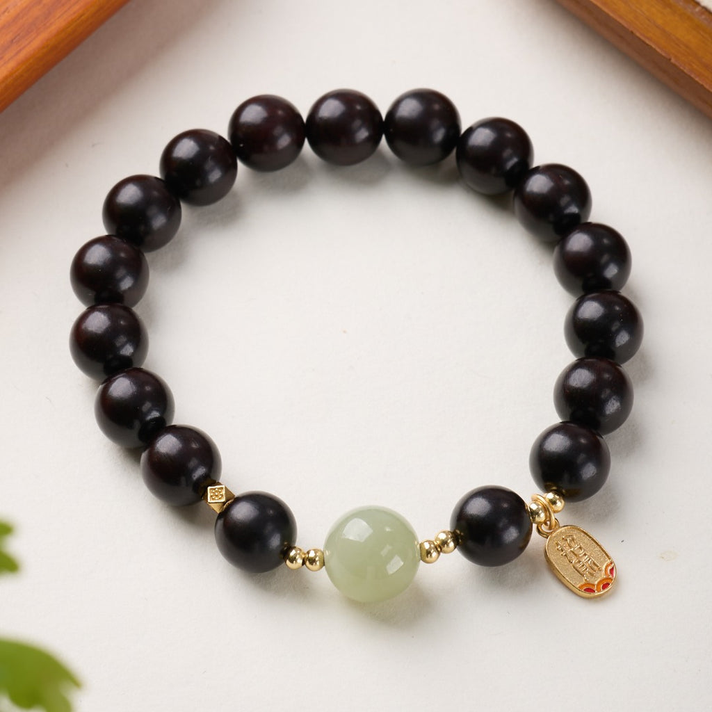 Red Sandalwood & Hetian Jade Bracelet