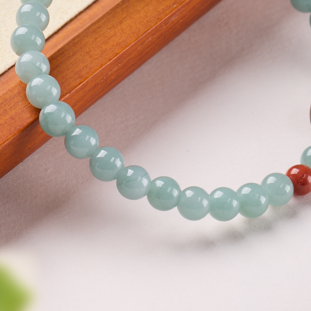 Teal Jade & Ebony Wood Beaded Bracelet