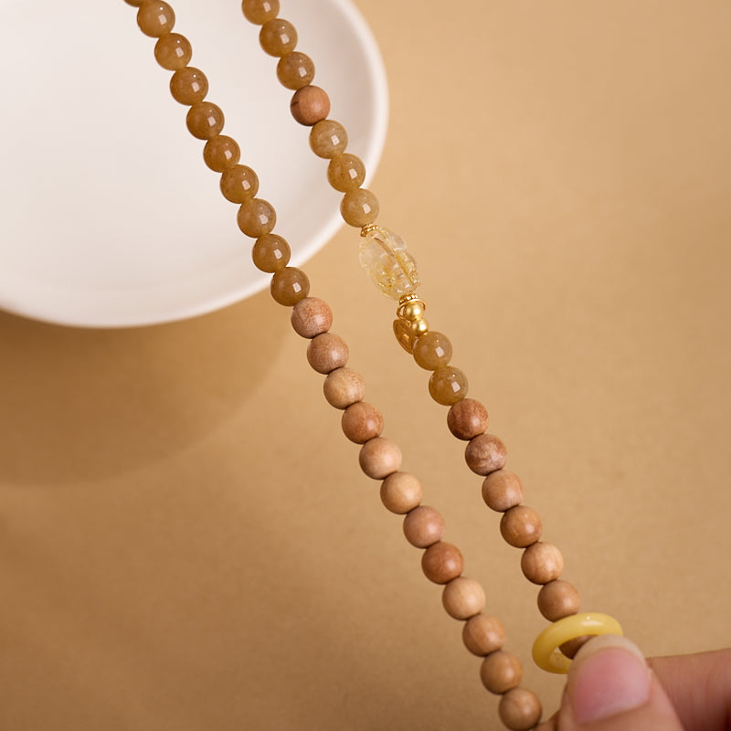 Sandalwood & Golden Rutilated Quartz Bracelet