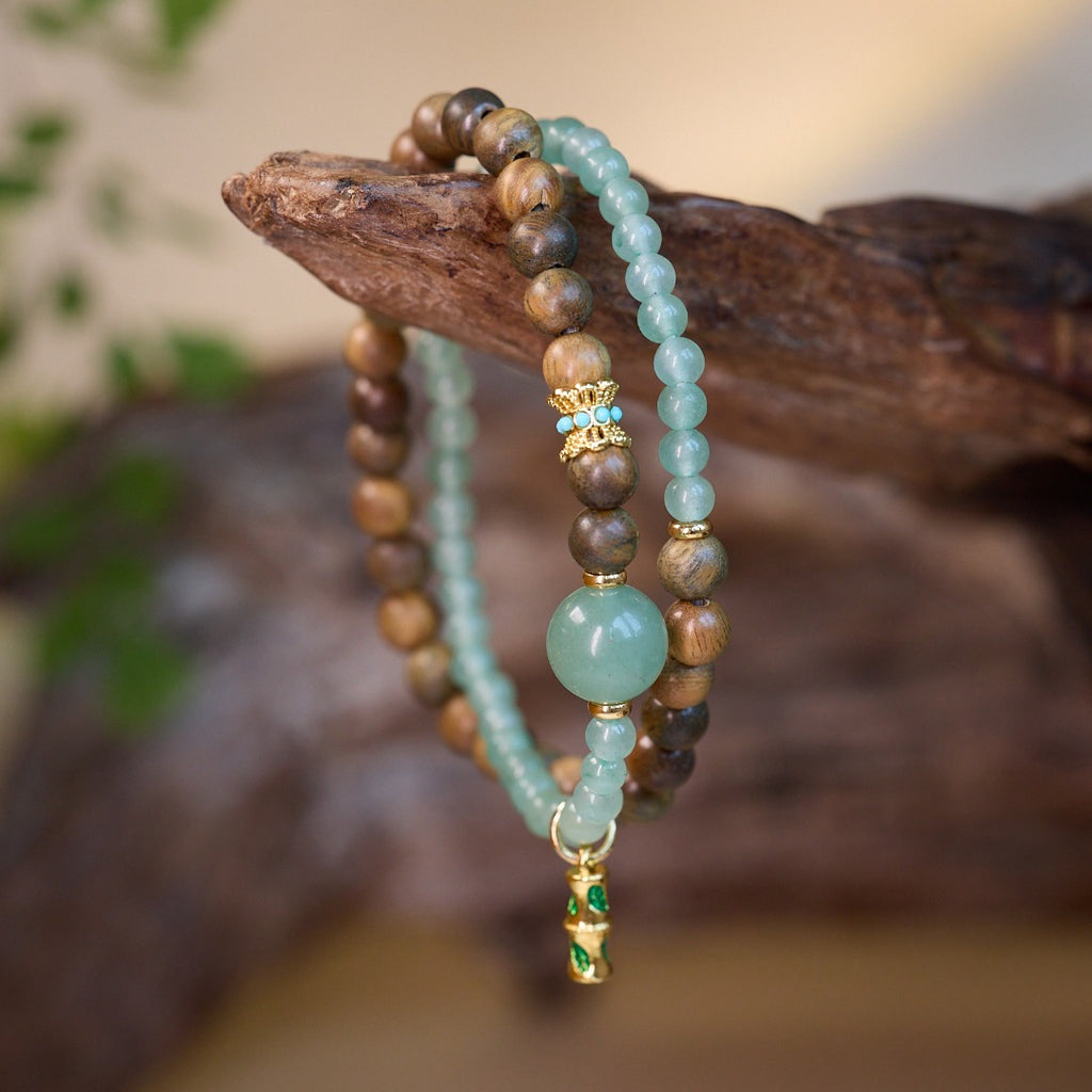 Aventurine & Sandalwood Bamboo Bracelet