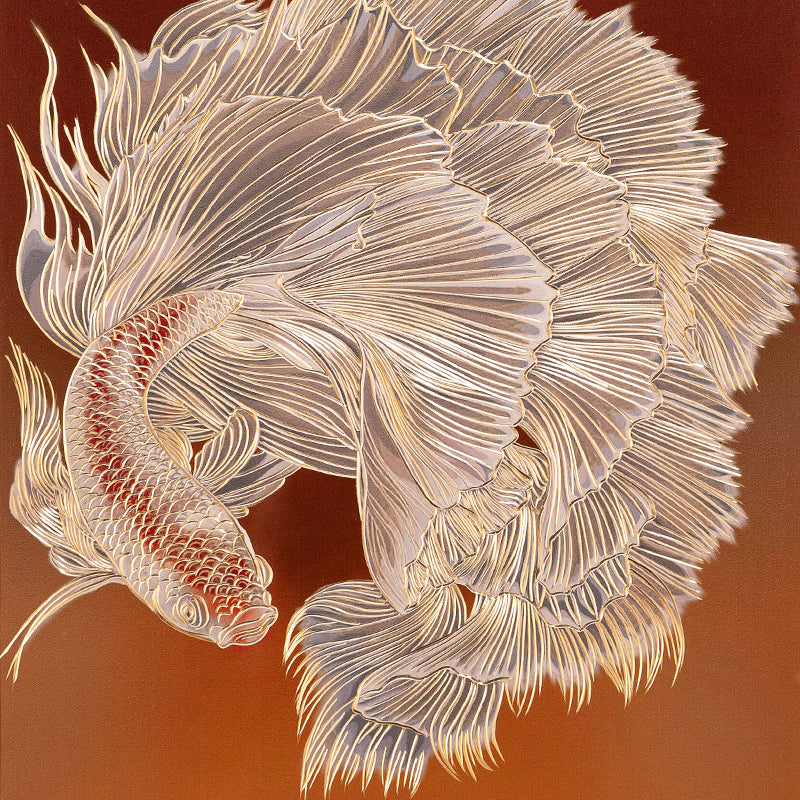 "Golden Koi" Brass Wall Art