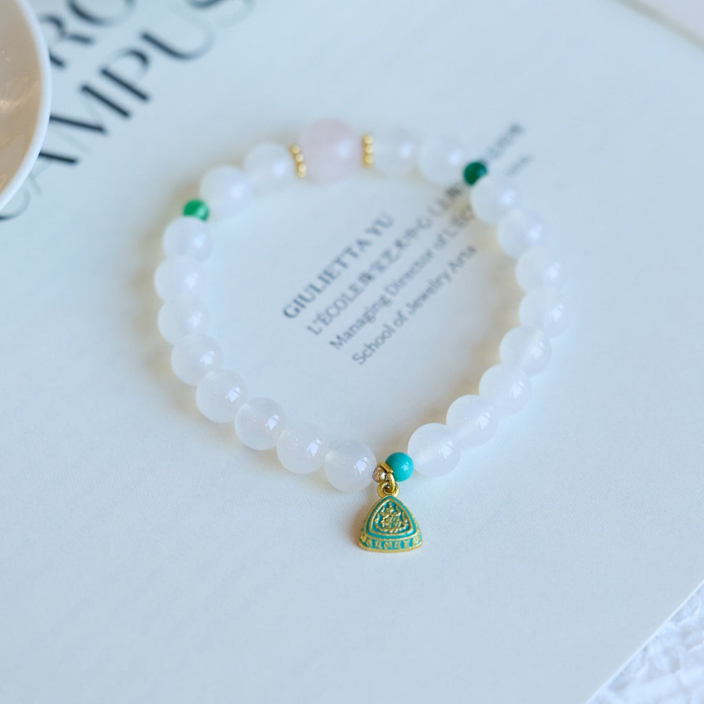 White Chalcedony & Rose Quartz Bracelet