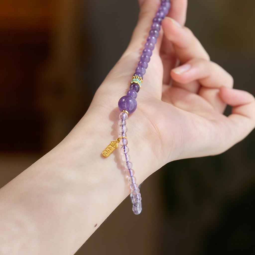 Natural Amethyst Double-Wrap Bracelet