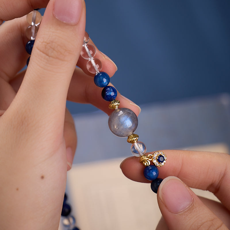 Blue Kyanite & Moonstone Wrap Bracelet