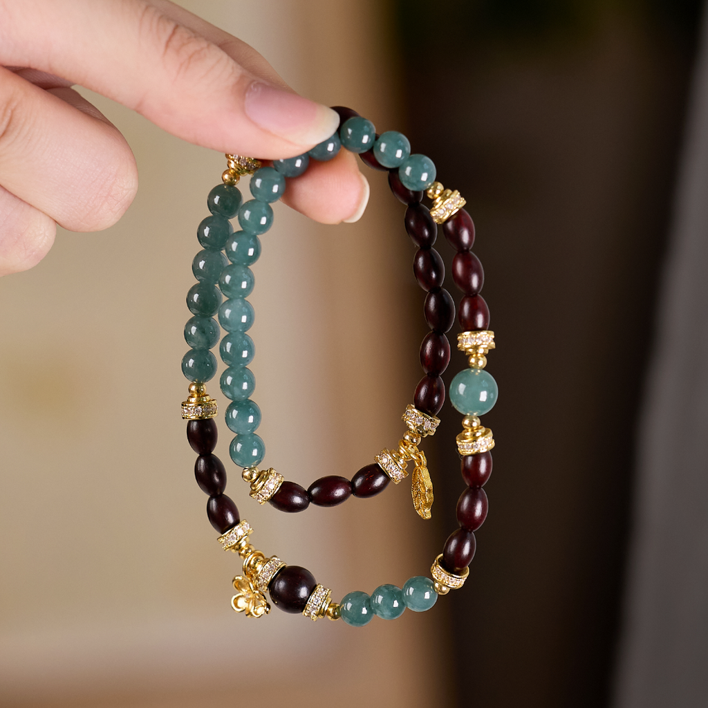 Golden Leaf Sandalwood Wrap Bracelet