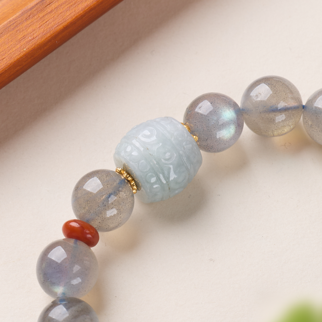 Labradorite & Jade Beaded Bracelet