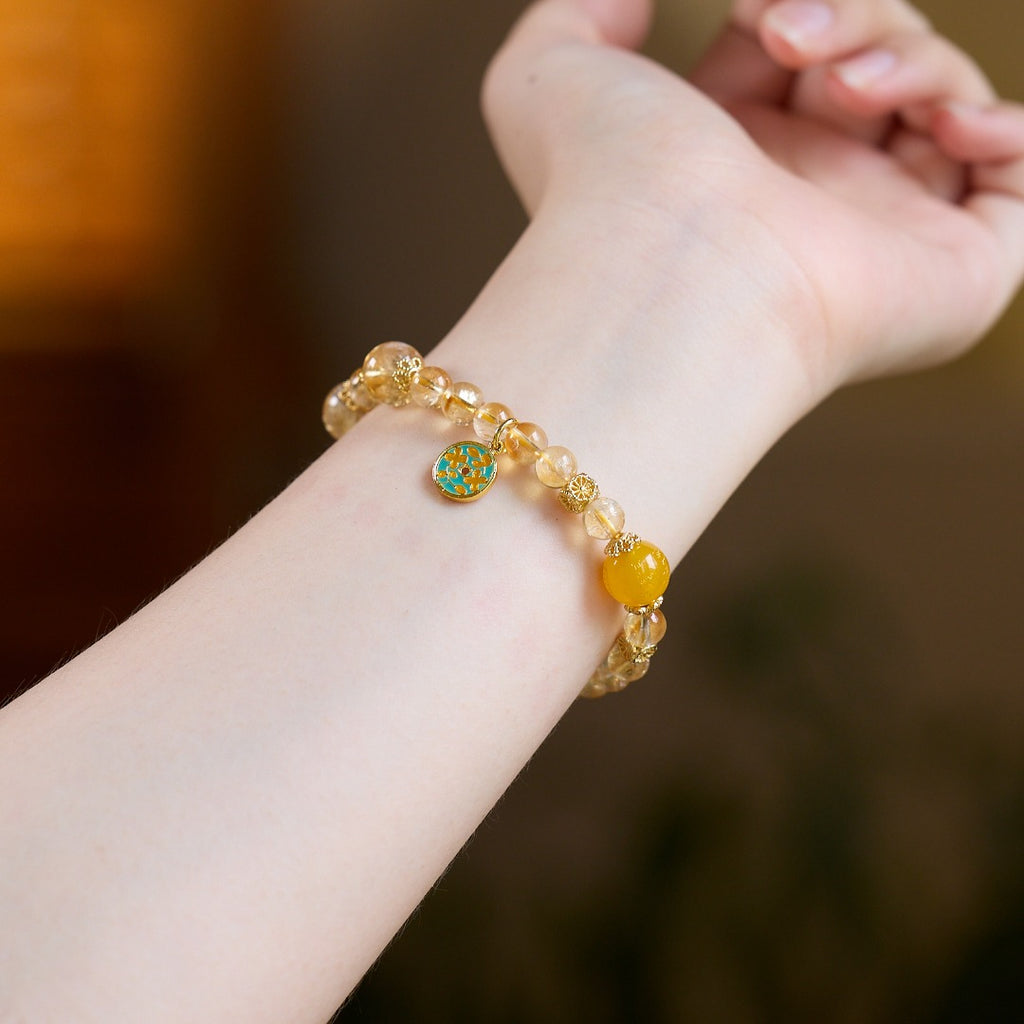 Imperial Citrine & Gold Rutilated Quartz Bracelet