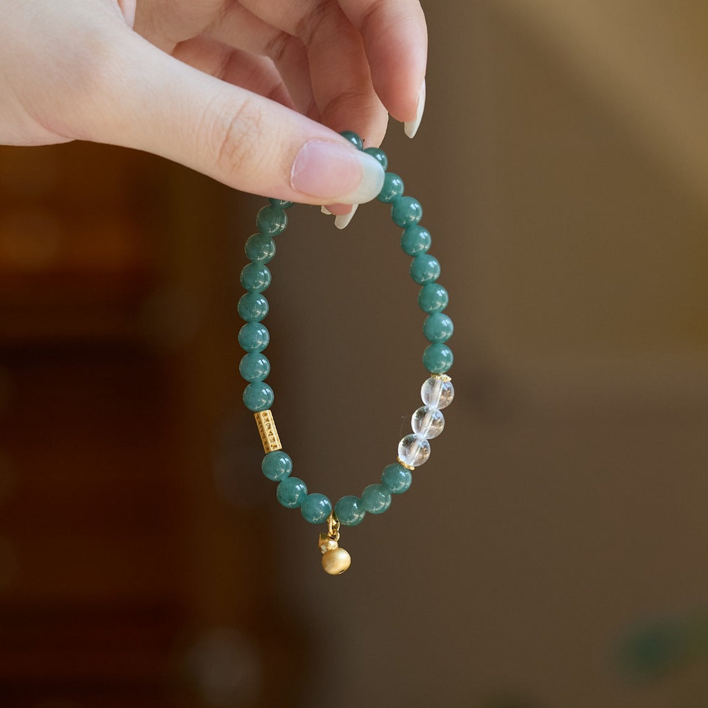 Jade & Quartz Gourd Charm Bracelet