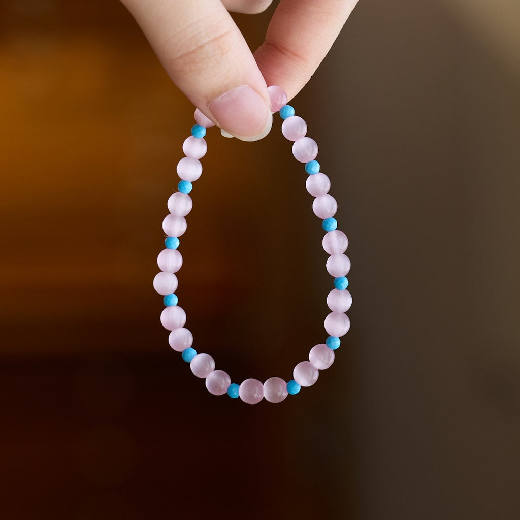 Pink Cat's Eye Beaded Bracelet