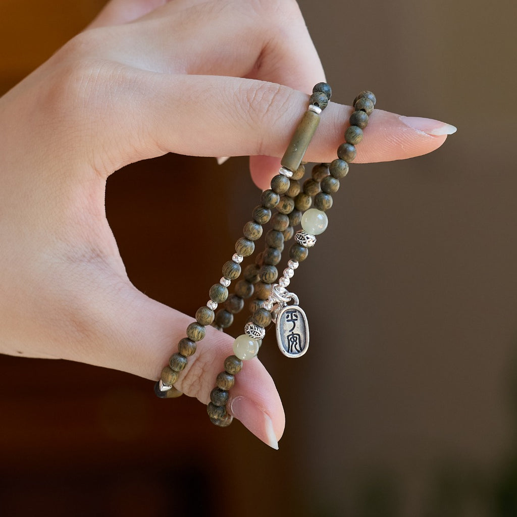Green Sandalwood & Jade Multi-Wrap Bracelet