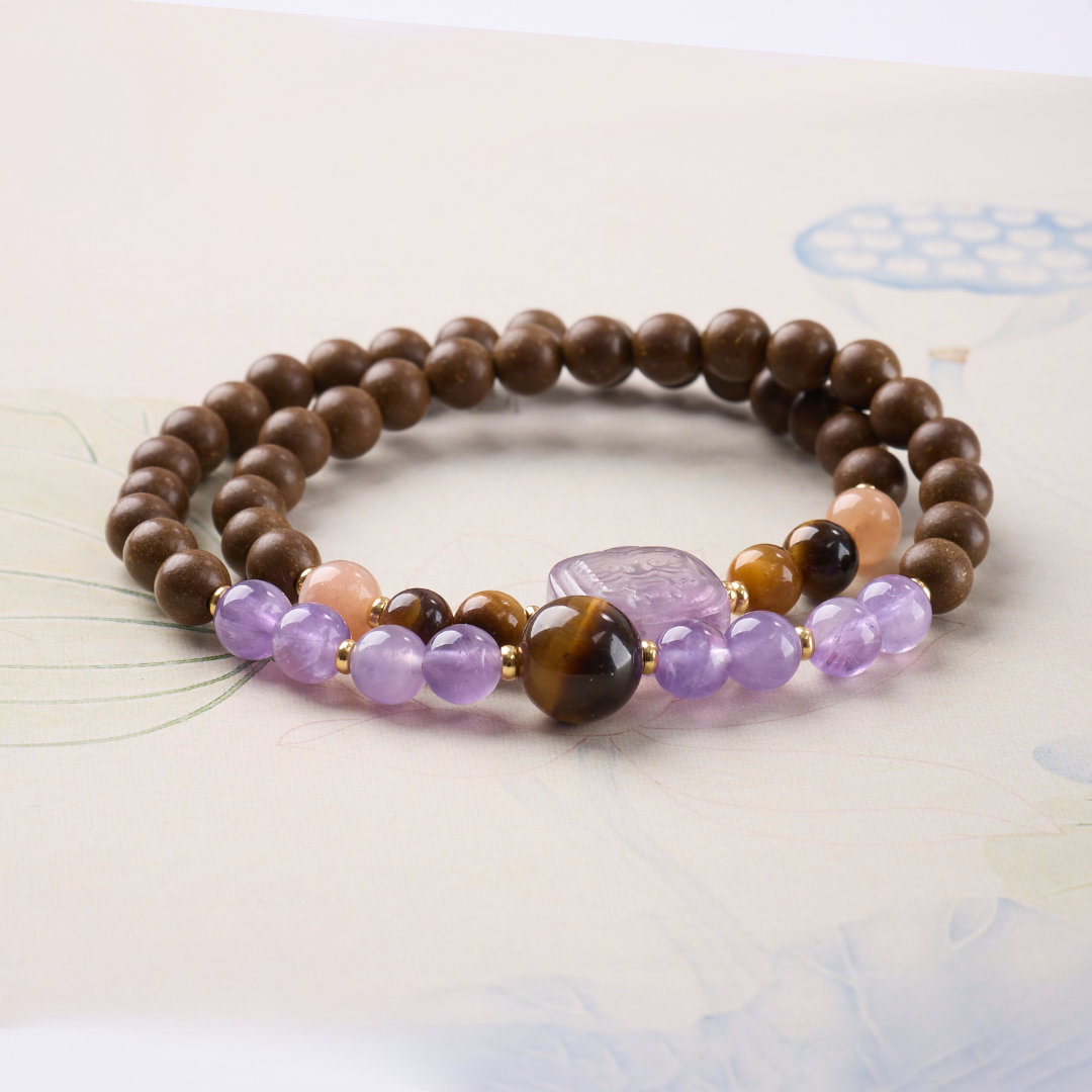 Amethyst & Goose Pear Incense Wood Bracelet