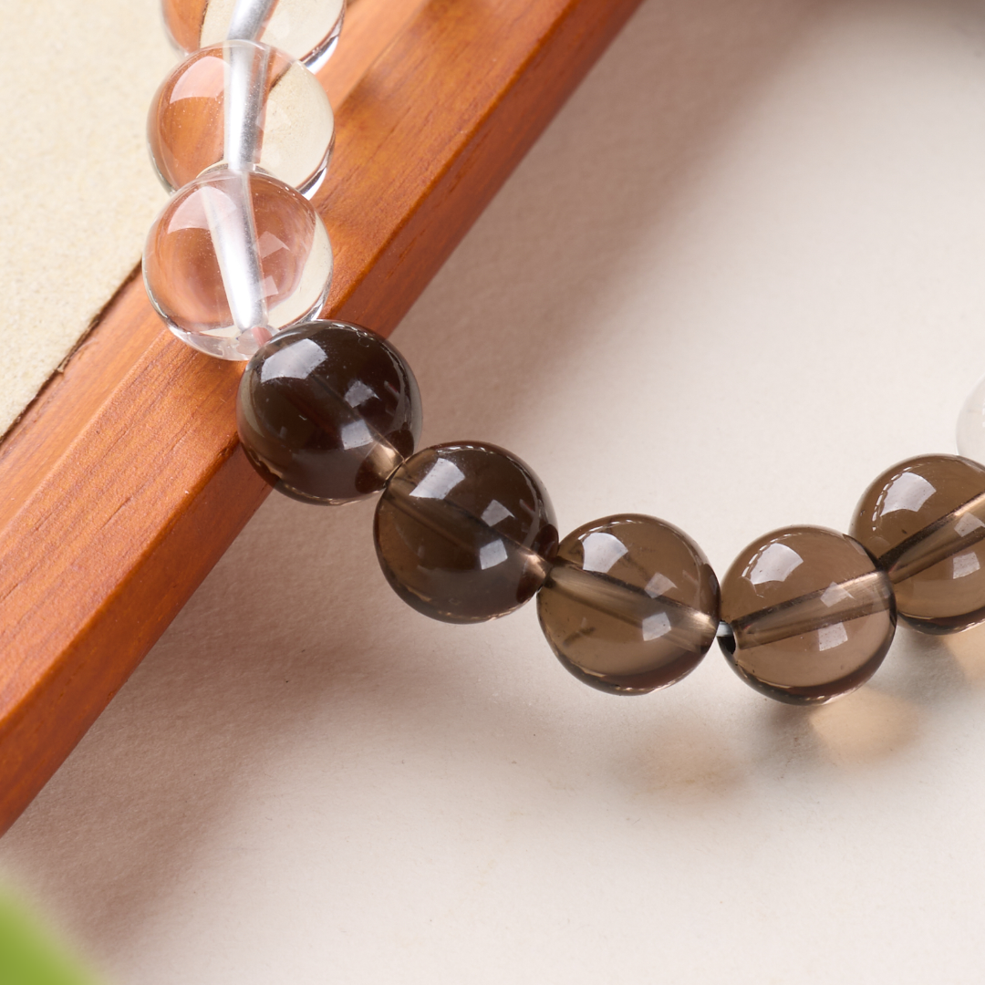 Blue Tiger Eye & Smoky Quartz Bead Bracelet