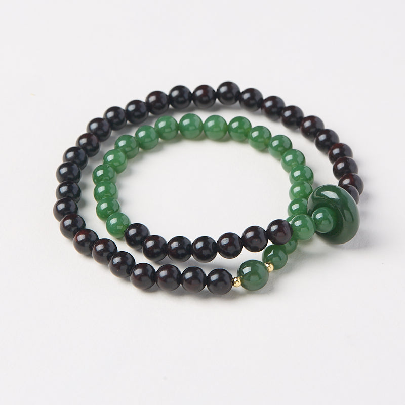 Garnet & Jade Double Loop Bracelet