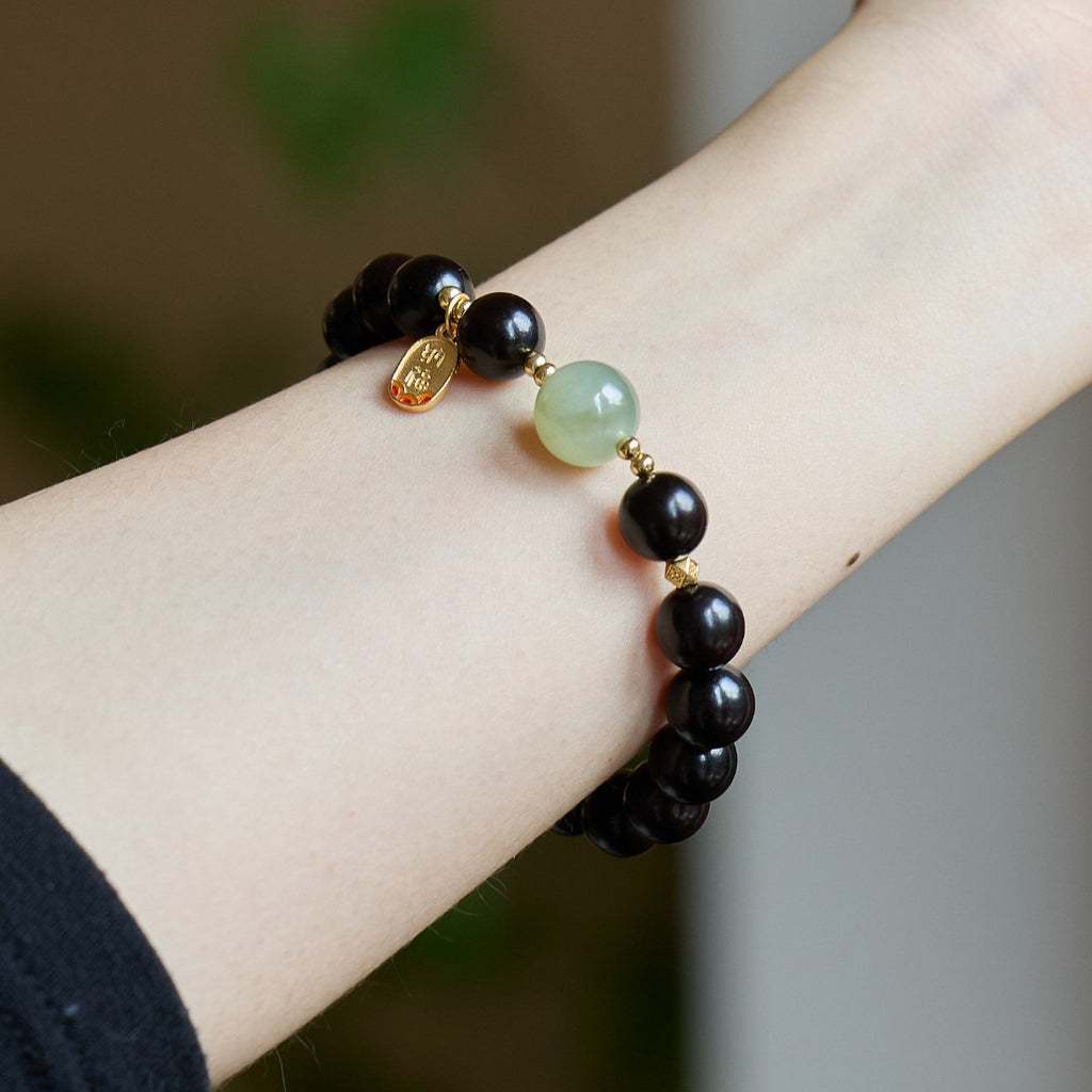 Red Sandalwood & Hetian Jade Bracelet