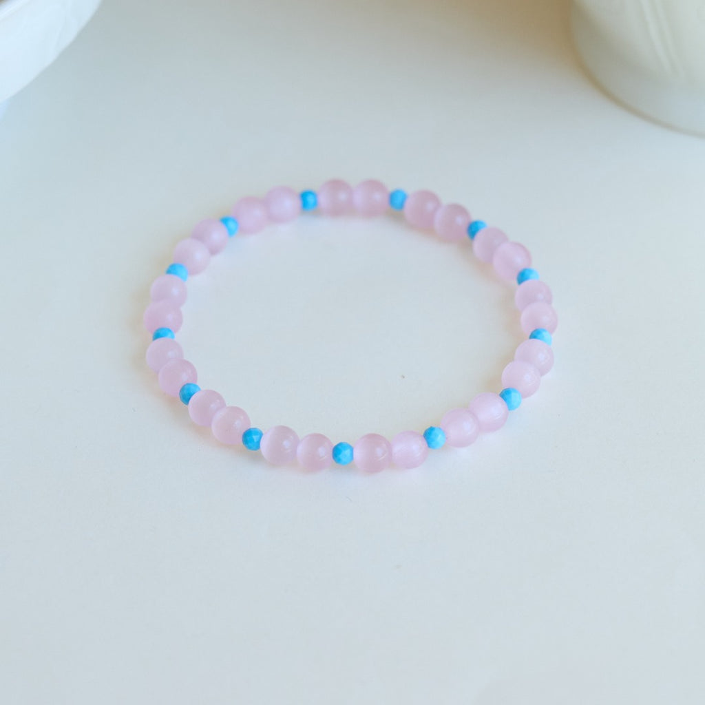 Pink Cat's Eye Beaded Bracelet