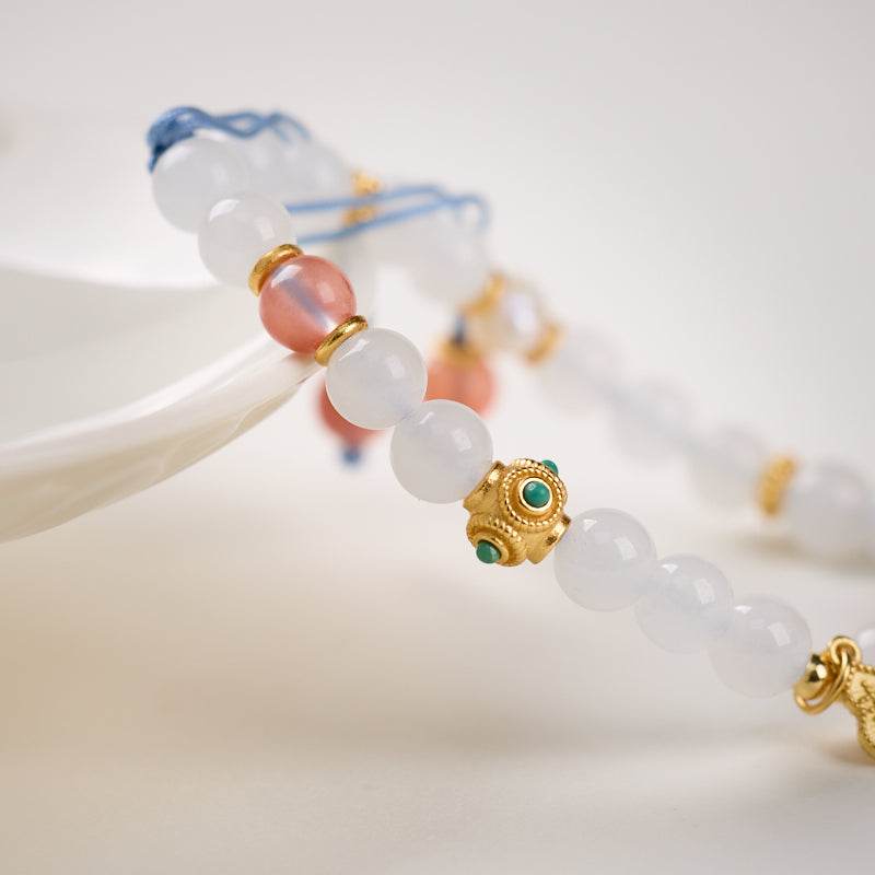 White Agate & Nanhong Pearl Bracelet