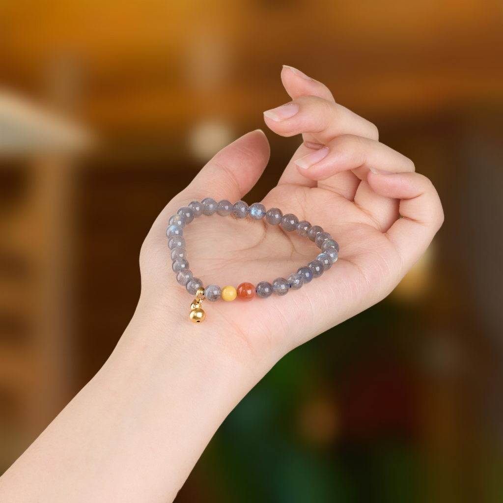 Grey Moonstone Gold Gourd Bracelet
