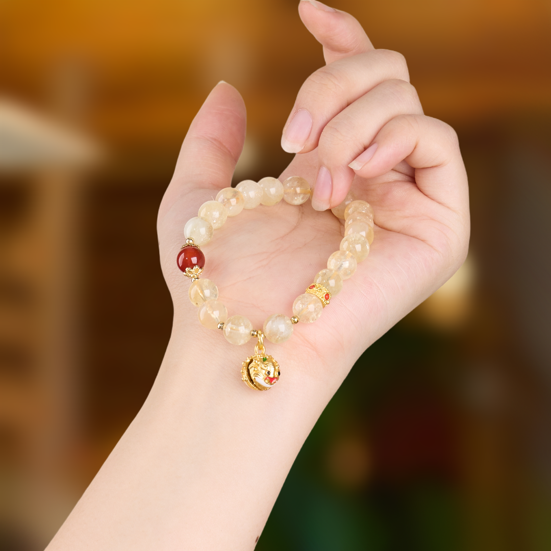 Citrine & Agate Enamel Tiger Bracelet