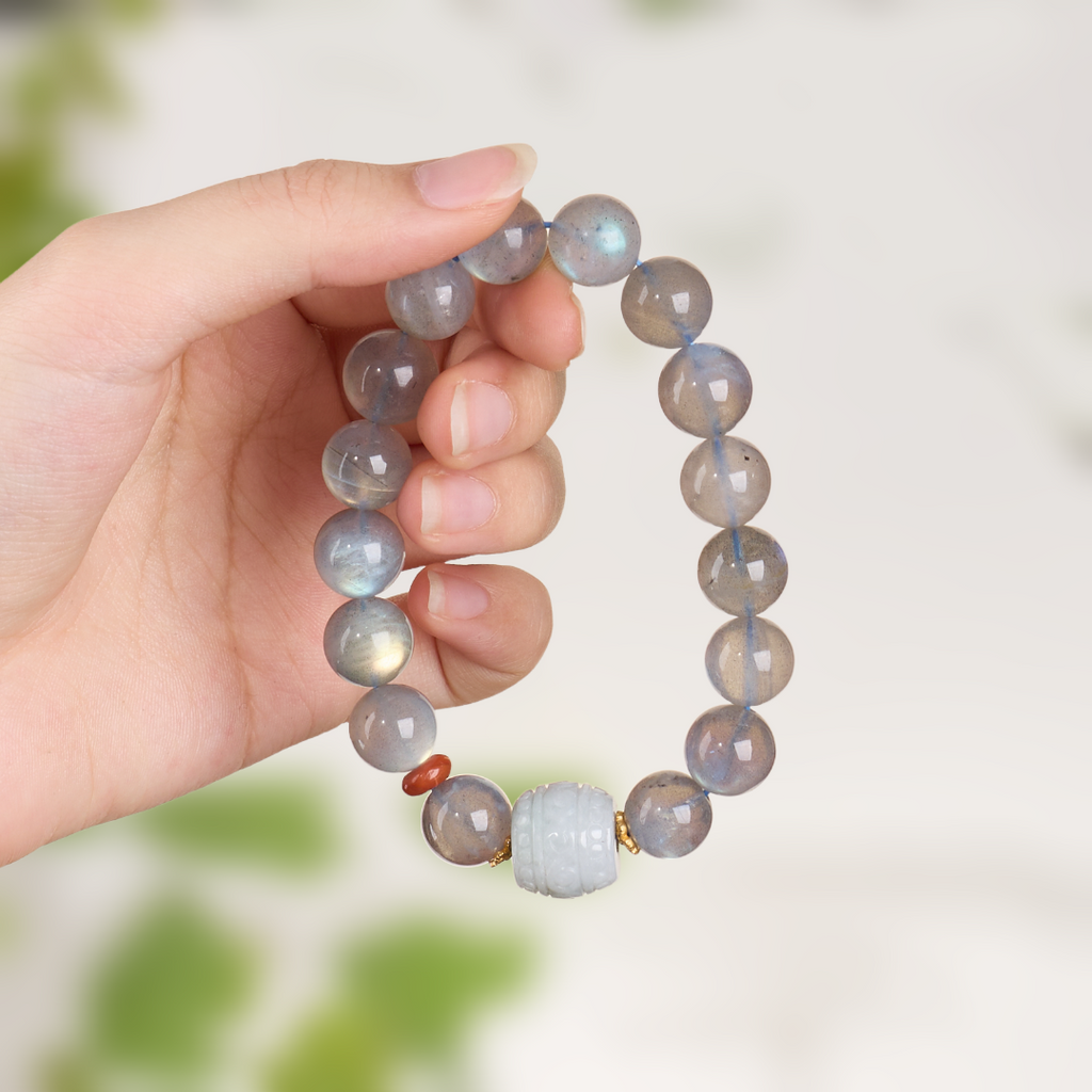 Labradorite & Jade Beaded Bracelet