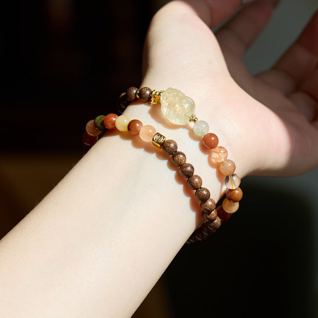 Citrine Pixiu & Agarwood Bracelet