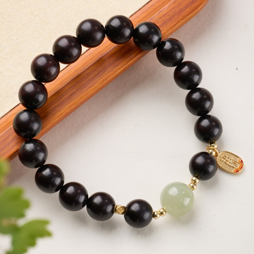 Red Sandalwood & Hetian Jade Bracelet